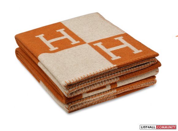 Hermes Orange Cashmere throw blanket BRAND NEW