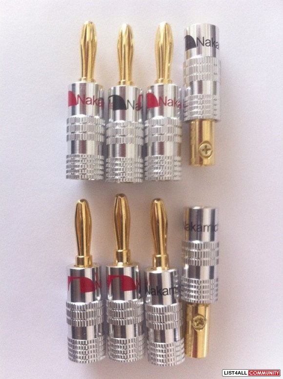 4 Pairs Nakamichi Speaker banana plug connector 24k Gold