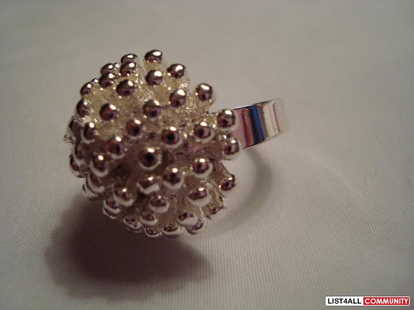 Snowball Ring(Sterlig Sliver). Ring size: adjustable