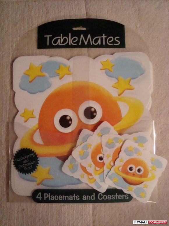 ***Brand New***   Kids Placemats and Coasters Set