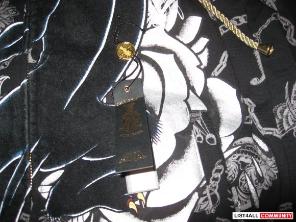 Christian Audigier "Panther" Rhinestone Hoodie Size M