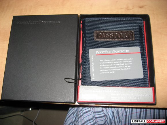 Perry Ellis Portfolio "Genuine Leather" Passport Wallet
