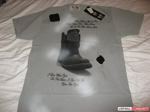 Dom Rebel "Bang Boot" Swarovski Crystals Tee BNWT Size L