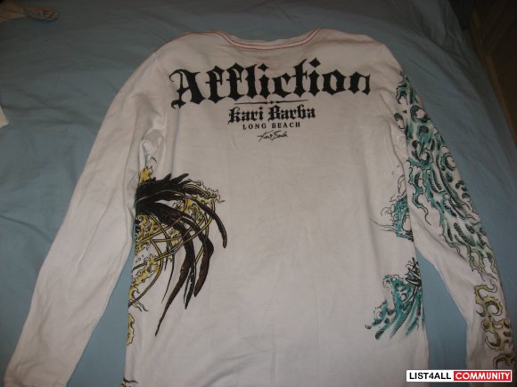 Affliction Red Label Kari Barba Long Sleeve Shirt Size M