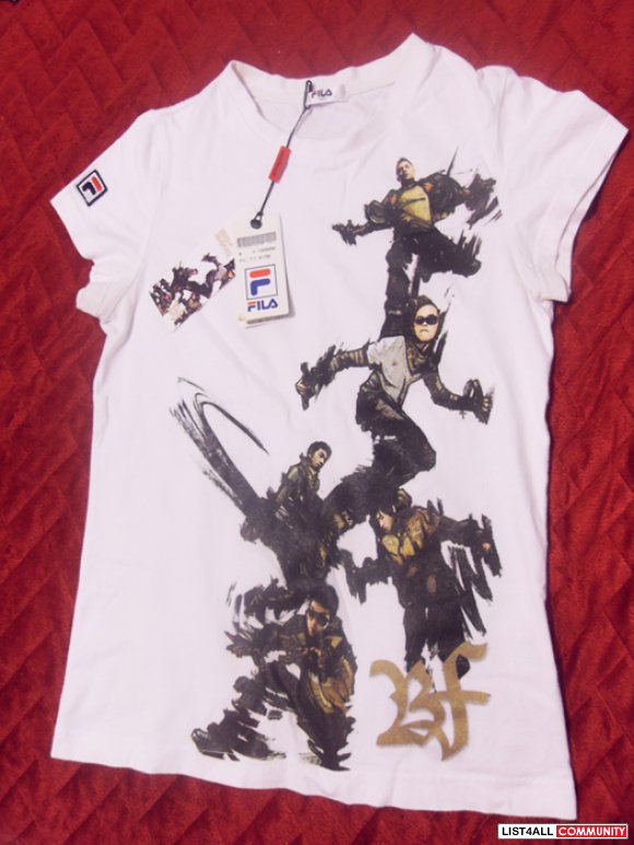 Kpop Big Bang Official FILA Shirt w/ Postcards and FILA Bag
